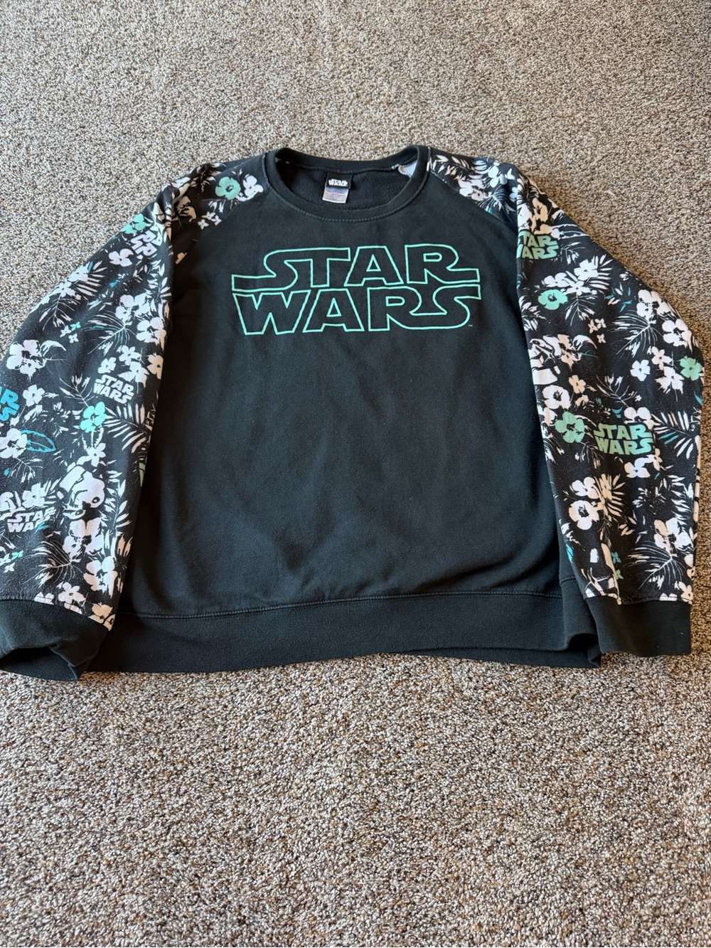 Star Wars 2XL Floral Stormtrooper Sleeve Graphic Crewneck Sweatshirt Black